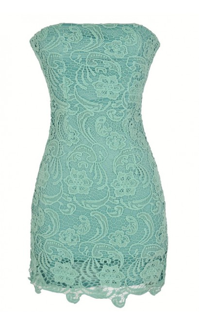 Strapless Crochet Lace Dress in Sage